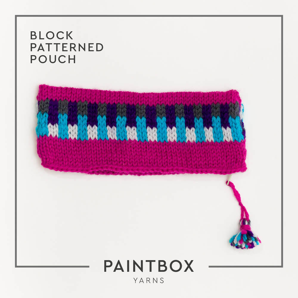 Paintbox Yarns Block Patterned Pouch Knitting Pattern