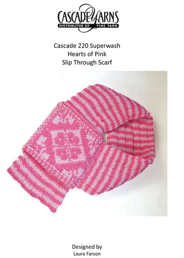 Hearts of Pink Slip Scarf Knitting Pattern