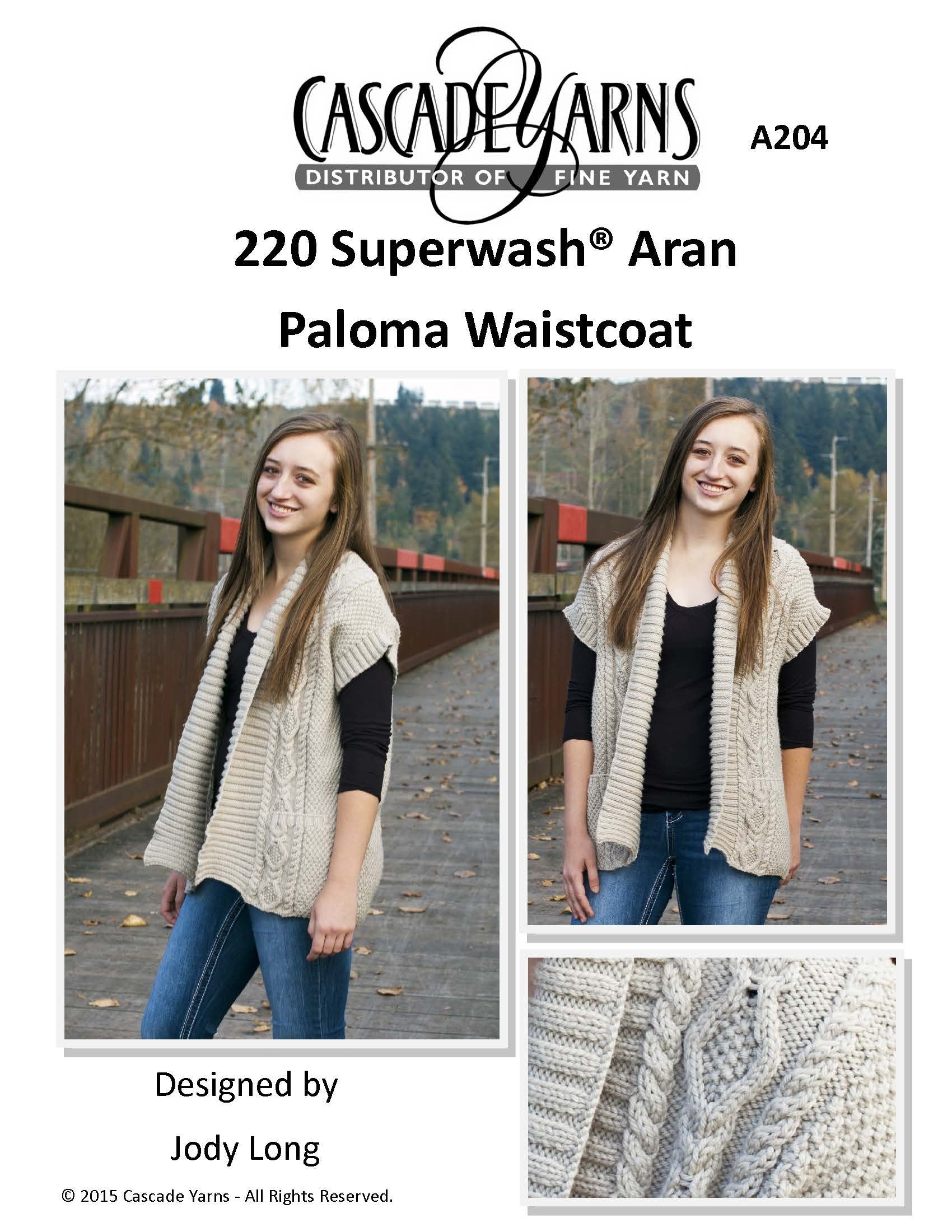 Cascade Yarns A Paloma Waistcoat Knitting Pattern