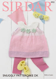 Sirdar Pinafore Dress, Shoes and Headband Knitting Pattern