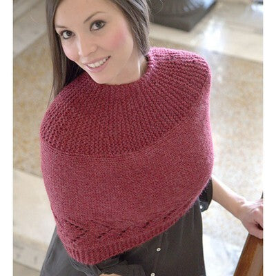 Plymouth Yarn 2853 Lace Edge Poncho Cape Knitting Pattern
