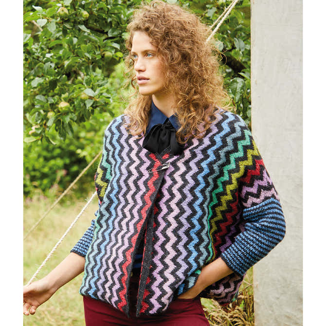 Rowan Black Multicolor Zig Zag Jacket Knitting Pattern