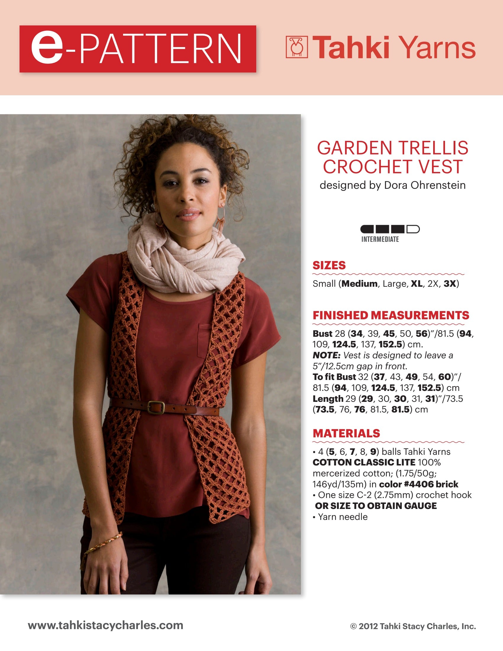 Tahki Yarns Garden Trellis Vest Crochet Pattern