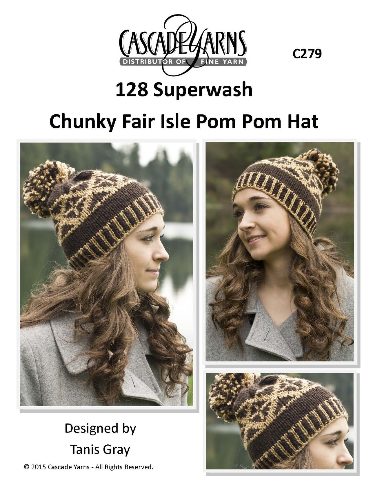Cascade Yarns C Chunky Fair Isle Pom Pom Hat Knitting