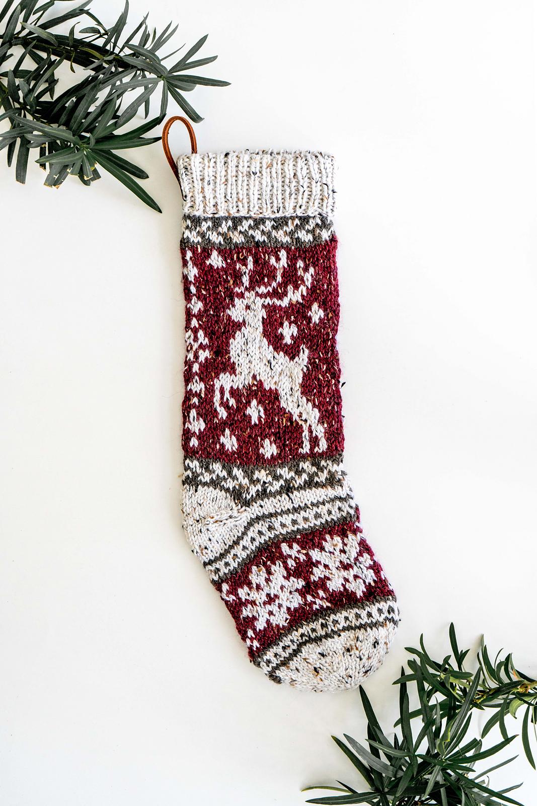 Prancing Deer Knit Stocking