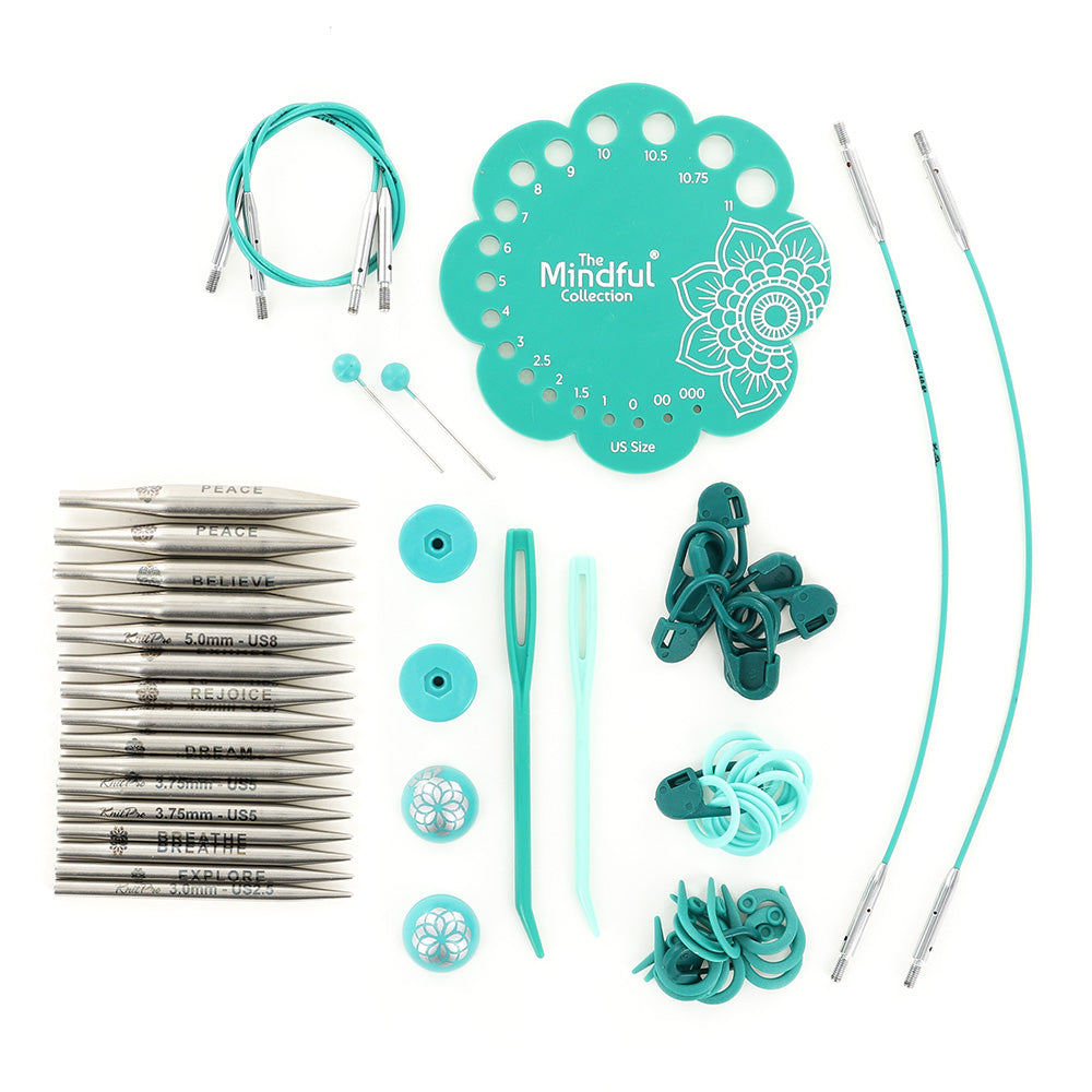 KnitPro Mindful Collection Generosity Lace Needle Set - 2in - Interchangeable Tips (8 pairs)