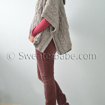 #163 Cable Love Cowl Neck Poncho