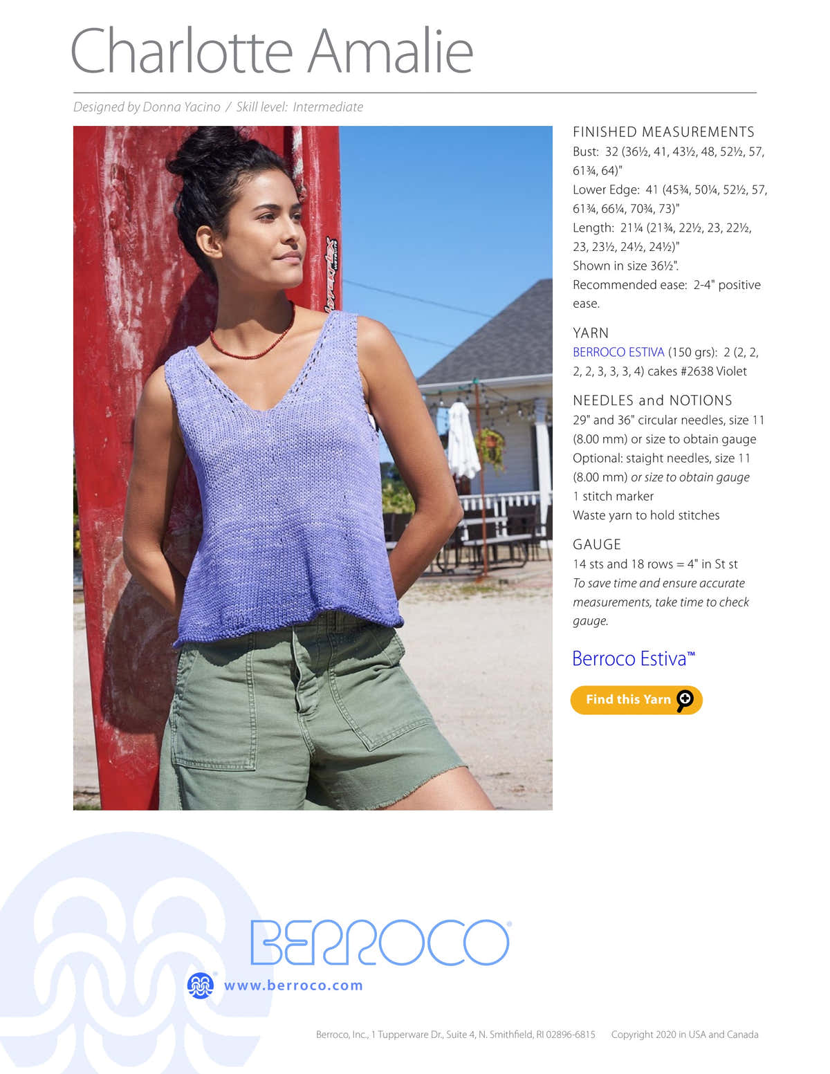 Berroco Charlotte Amalie Jumper Knitting Pattern