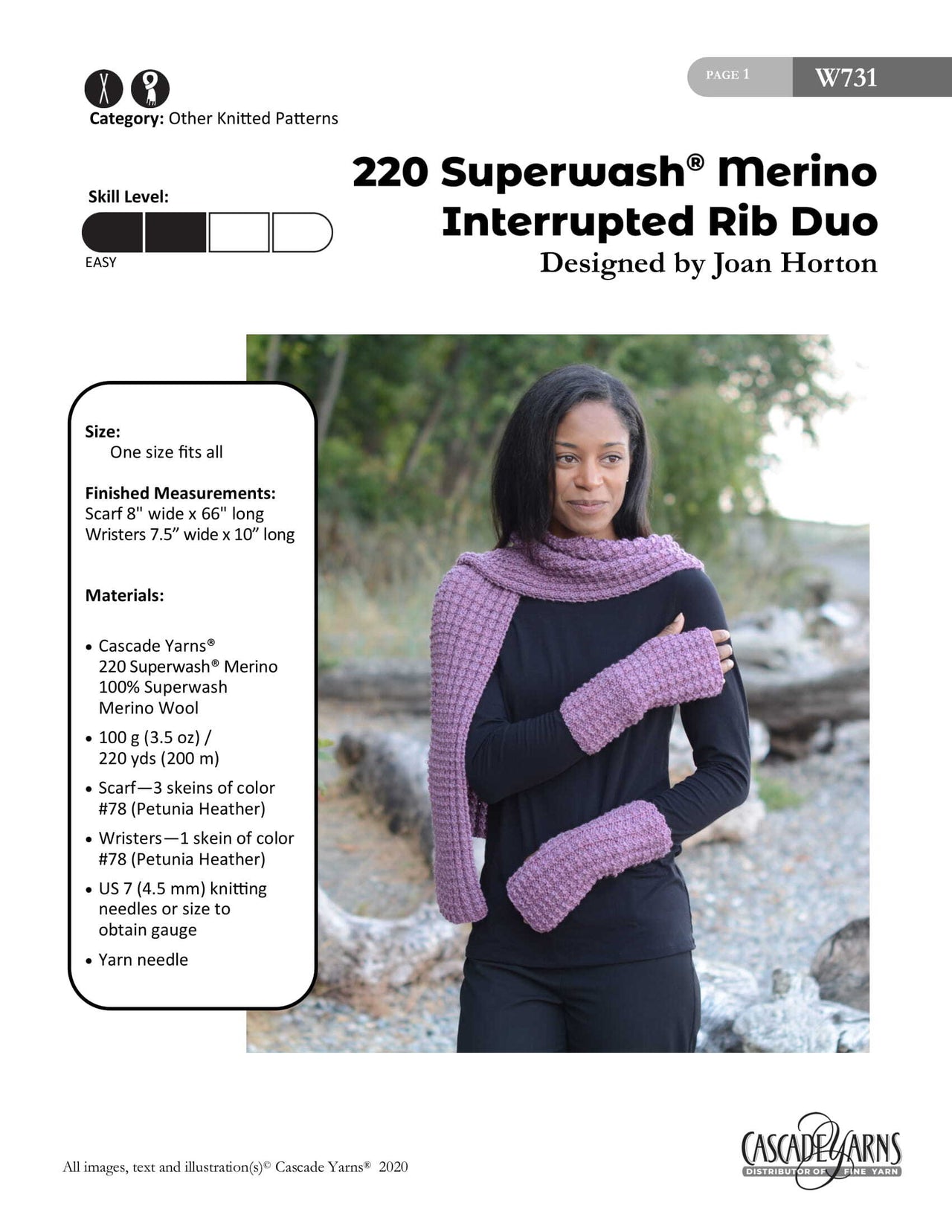 Interrupted Rib Duo in Cascade Yarns 220 Superwash Merino - W731 - Free PDF