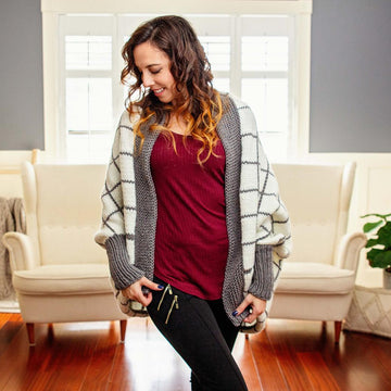 Windowpane Cocoon Knit Wrap
