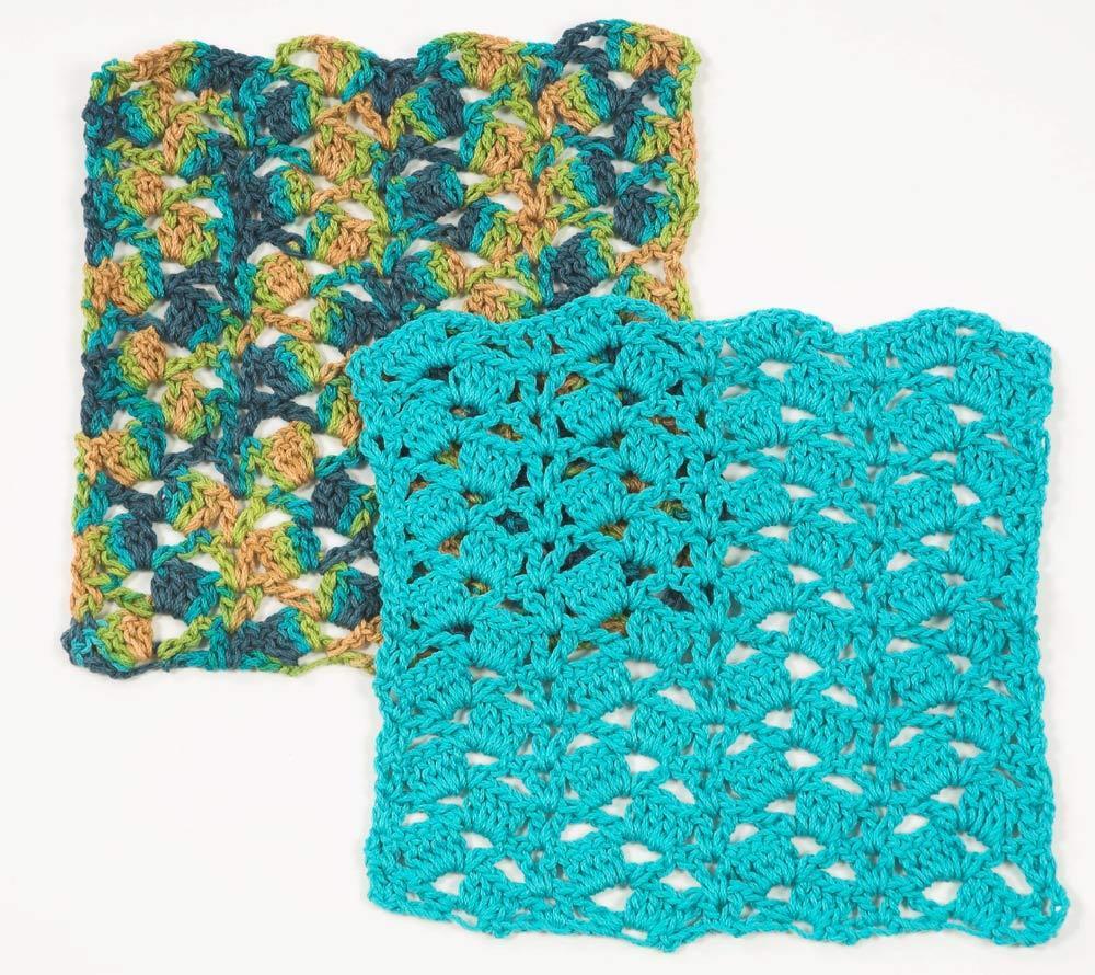 Cascading Shells Crochet Washcloth in Plymouth Yarn Fantasy Naturale