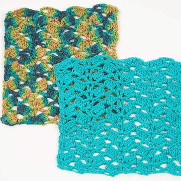 Cascading Shells Crochet Washcloth in Plymouth Yarn Fantasy Naturale