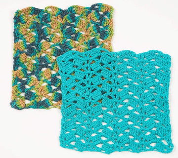 Cascading Shells Crochet Washcloth in Plymouth Yarn Fantasy Naturale