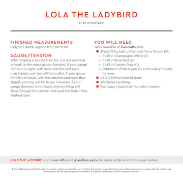 Paintbox Yarns Lola the Ladybird Crochet Pattern