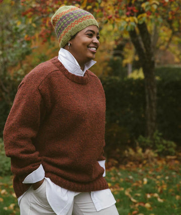 Churchmouse Studio Colorwork Cap in Rowan Felted Tweed