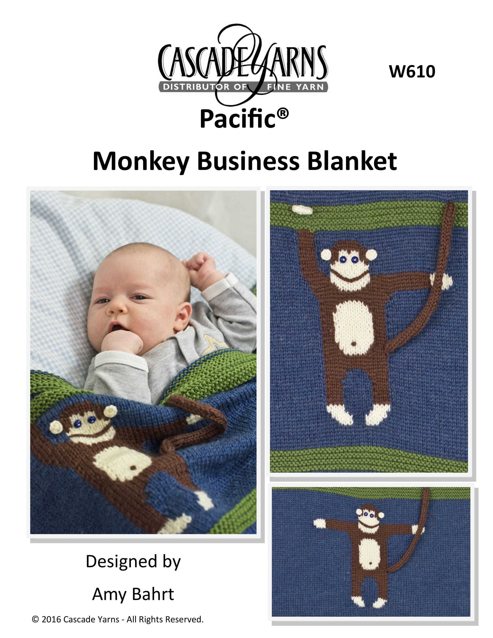 Cascade Yarns W Monkey Business Blanket Knitting Pattern