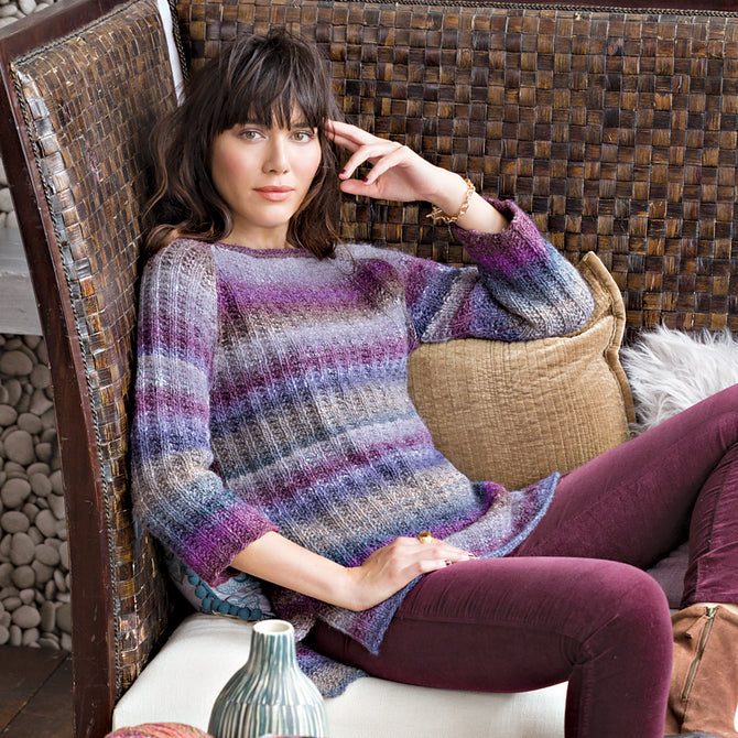 Noro Textured Rib Raglan Jumper Knitting Pattern