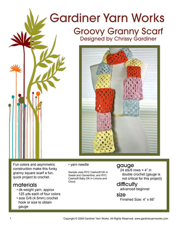 Gardiner Yarn Works Groovy Granny Scarf Crochet Pattern