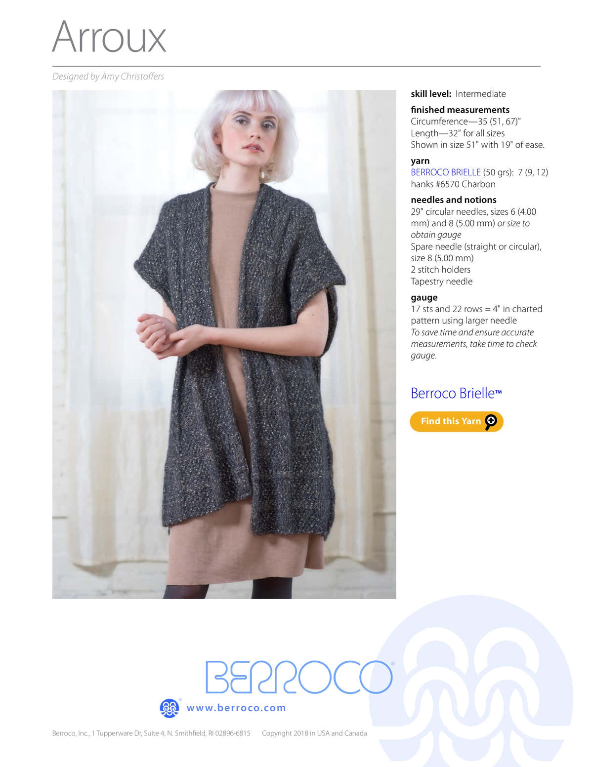 Berroco Arroux Cape Knitting Pattern