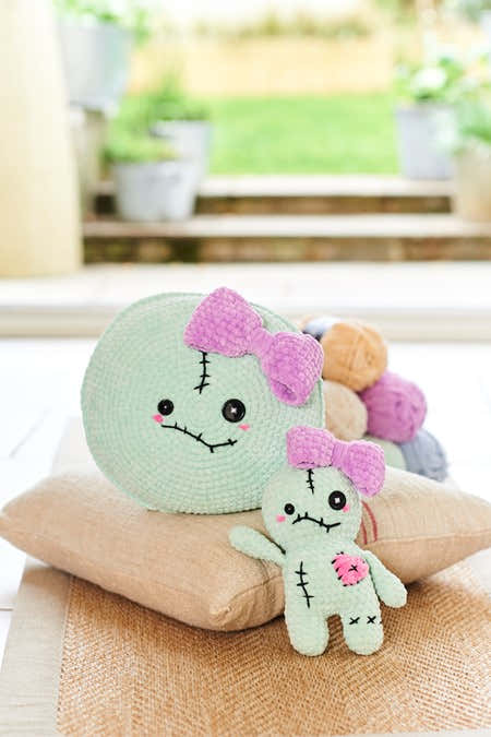 Voodoo Doll Plushie and Cushion in Stylecraft Chenille Chunky - 10245