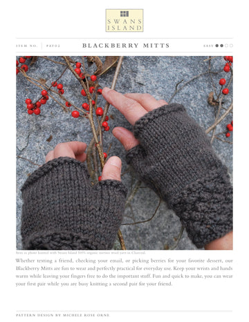 Swans Island Blackberry Mitts Gloves Knitting Pattern