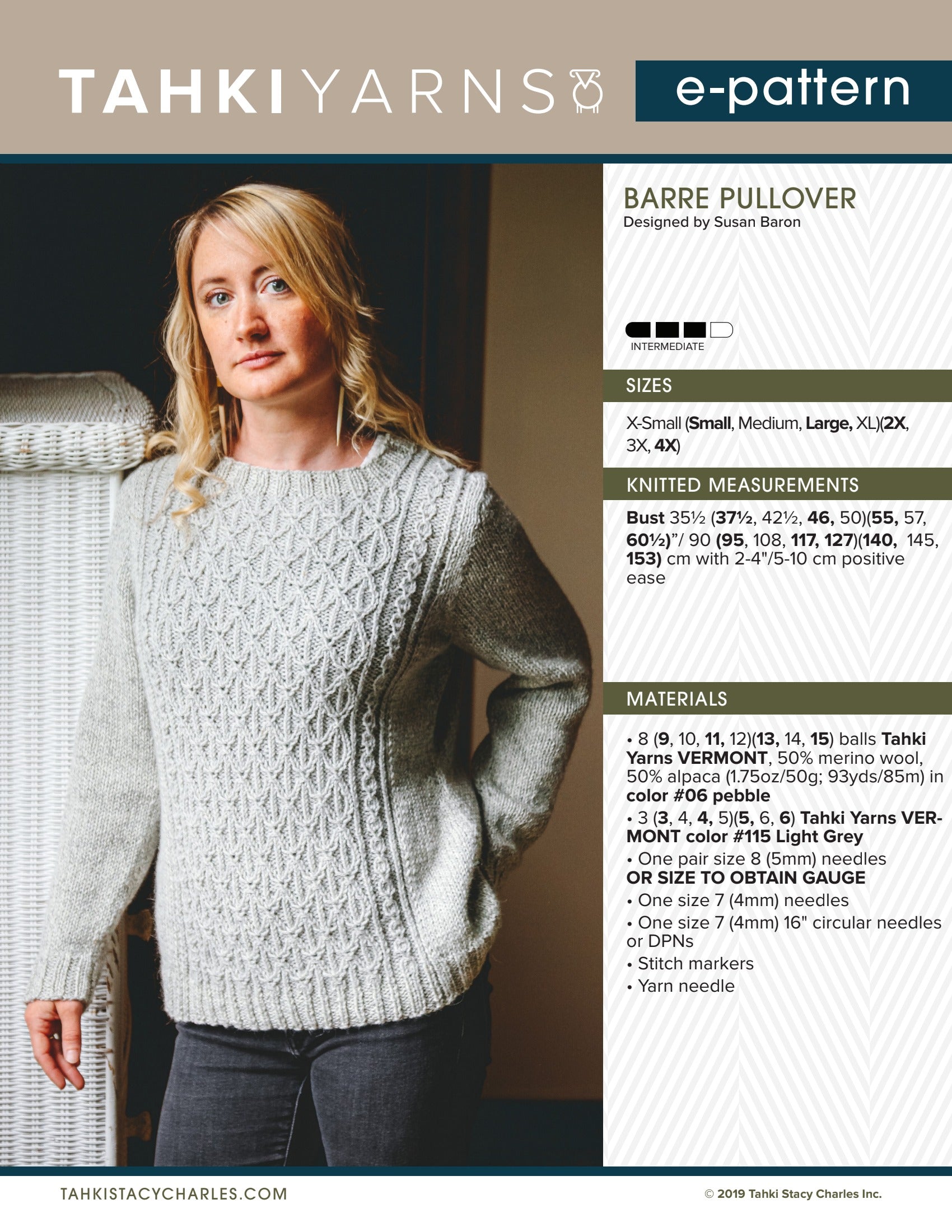 Tahki Yarns Barre Pullover Knitting Pattern