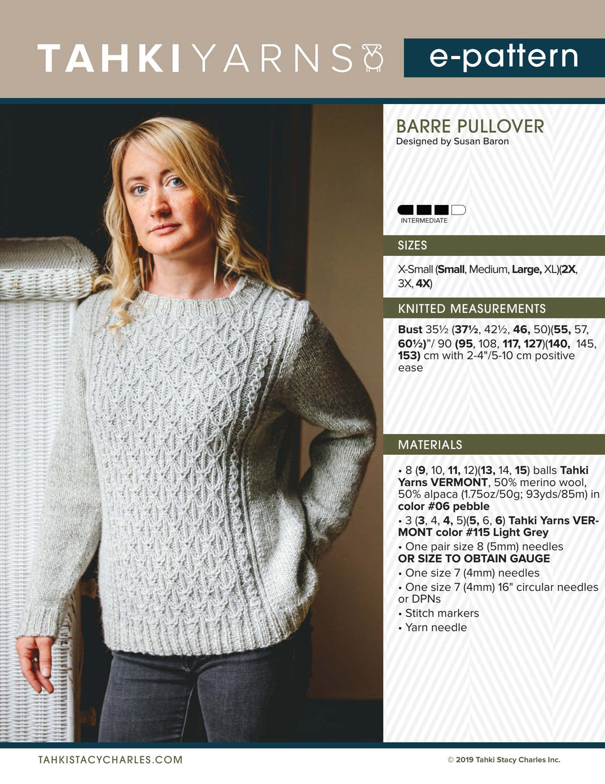 Tahki Yarns Barre Pullover Knitting Pattern