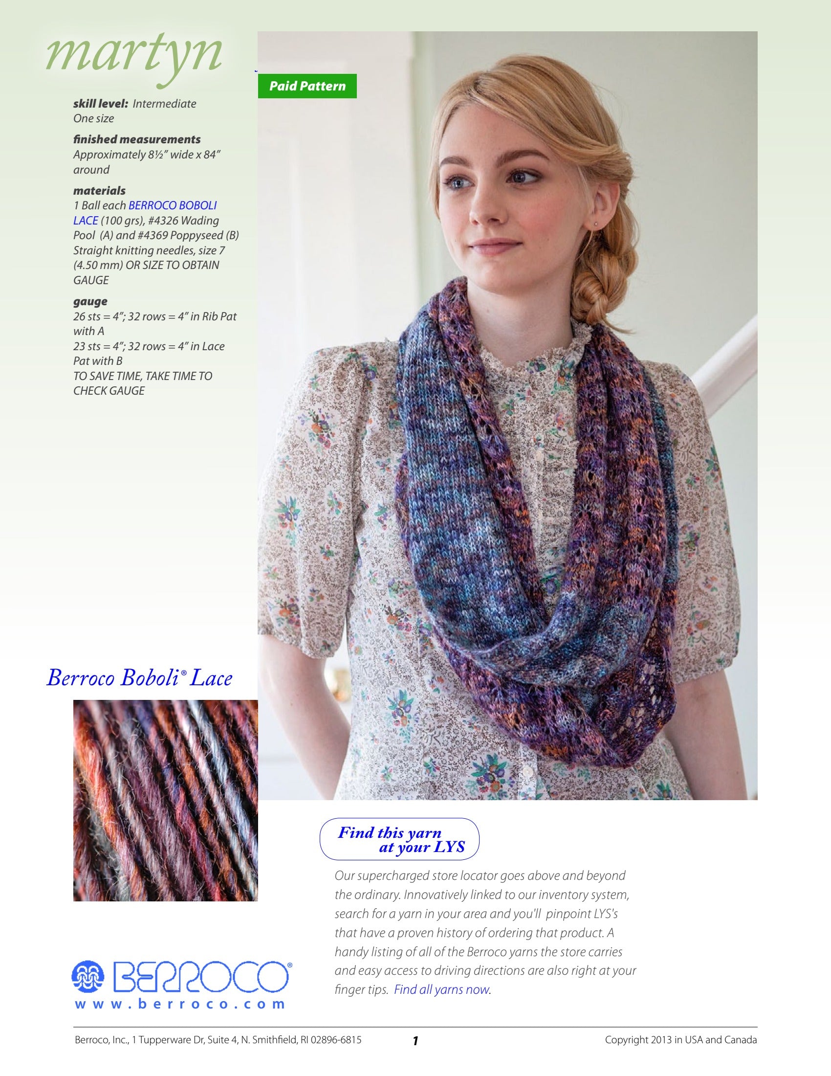 Berroco Martyn Cowl Knitting Pattern