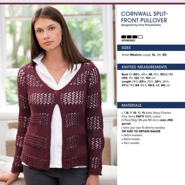 Stacy Charles Fine Yarns Cornwall Split Front Pullover PDF