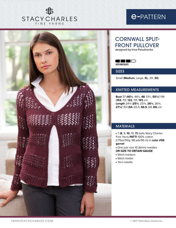 Stacy Charles Fine Yarns Cornwall Split Front Pullover PDF