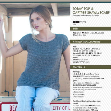 Tahki Yarns Tobay Top & Captree Shawl/Scarf Knitting Pattern