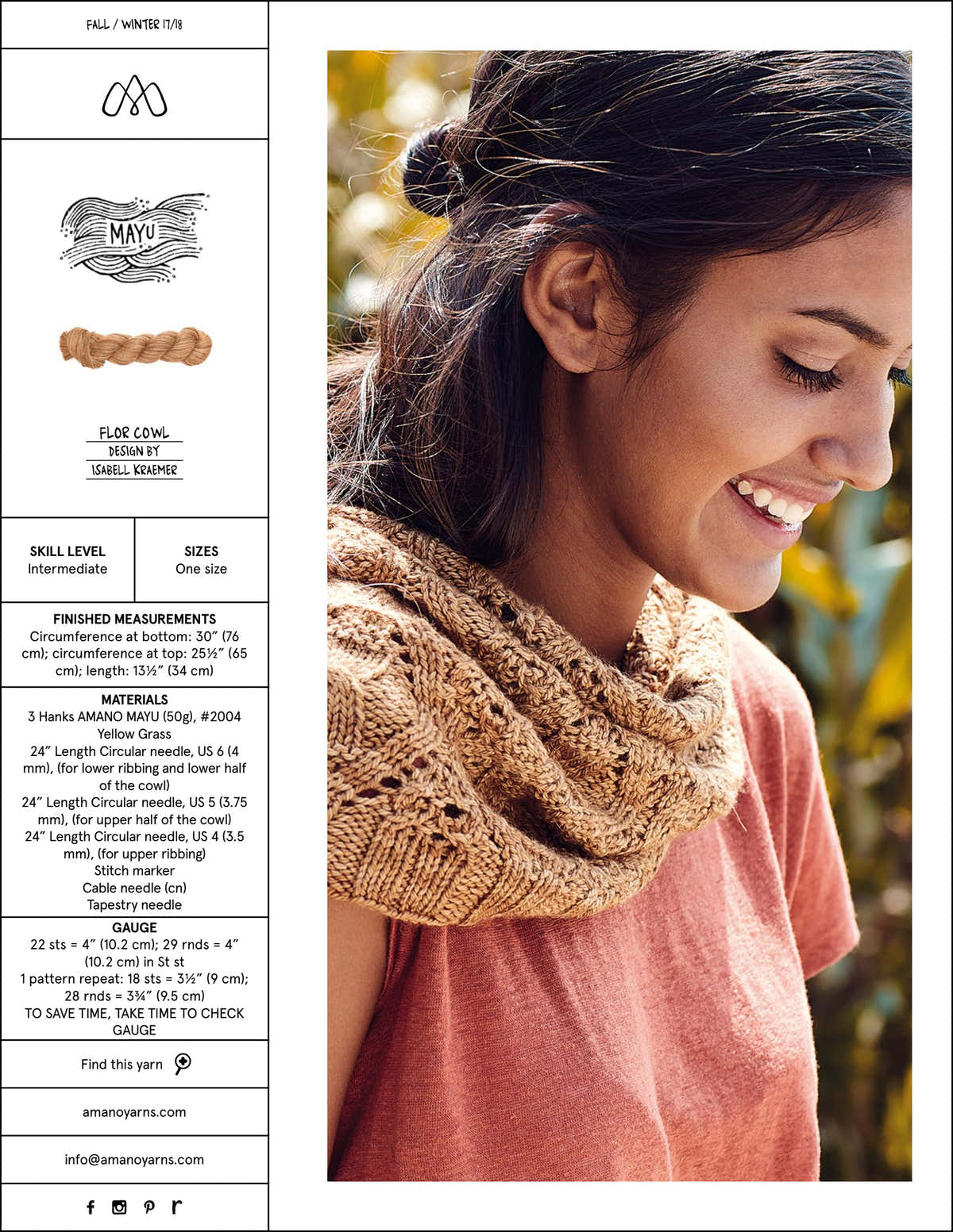 AMANO Flor Cowl Knitting Pattern
