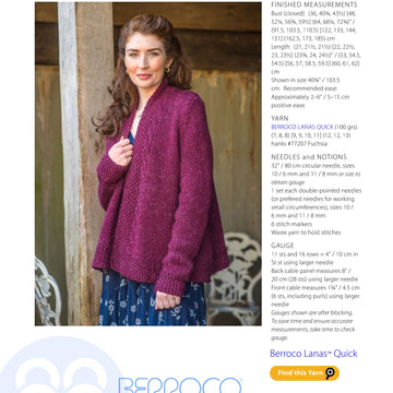 Berroco Marsali Cardigan Knitting Pattern