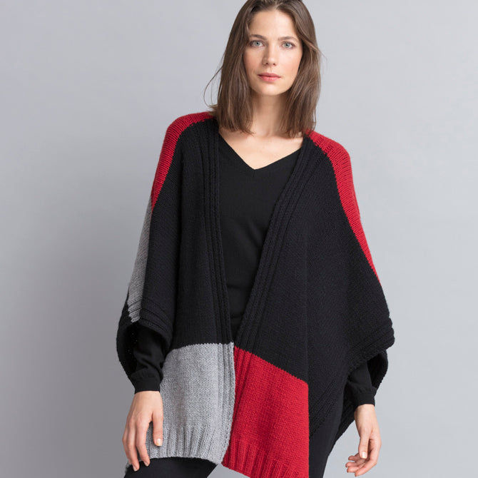 String Gwen Colorblock Ruana Wrap Knitting Pattern
