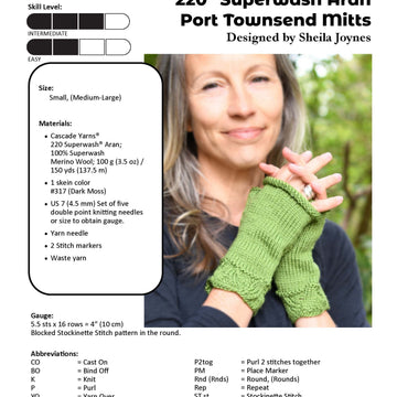 Port Townsend Mitts in Cascade Yarns 220 Superwash Aran - Free