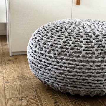 Super Chunky Grey T-Shirt Yarn Pouf