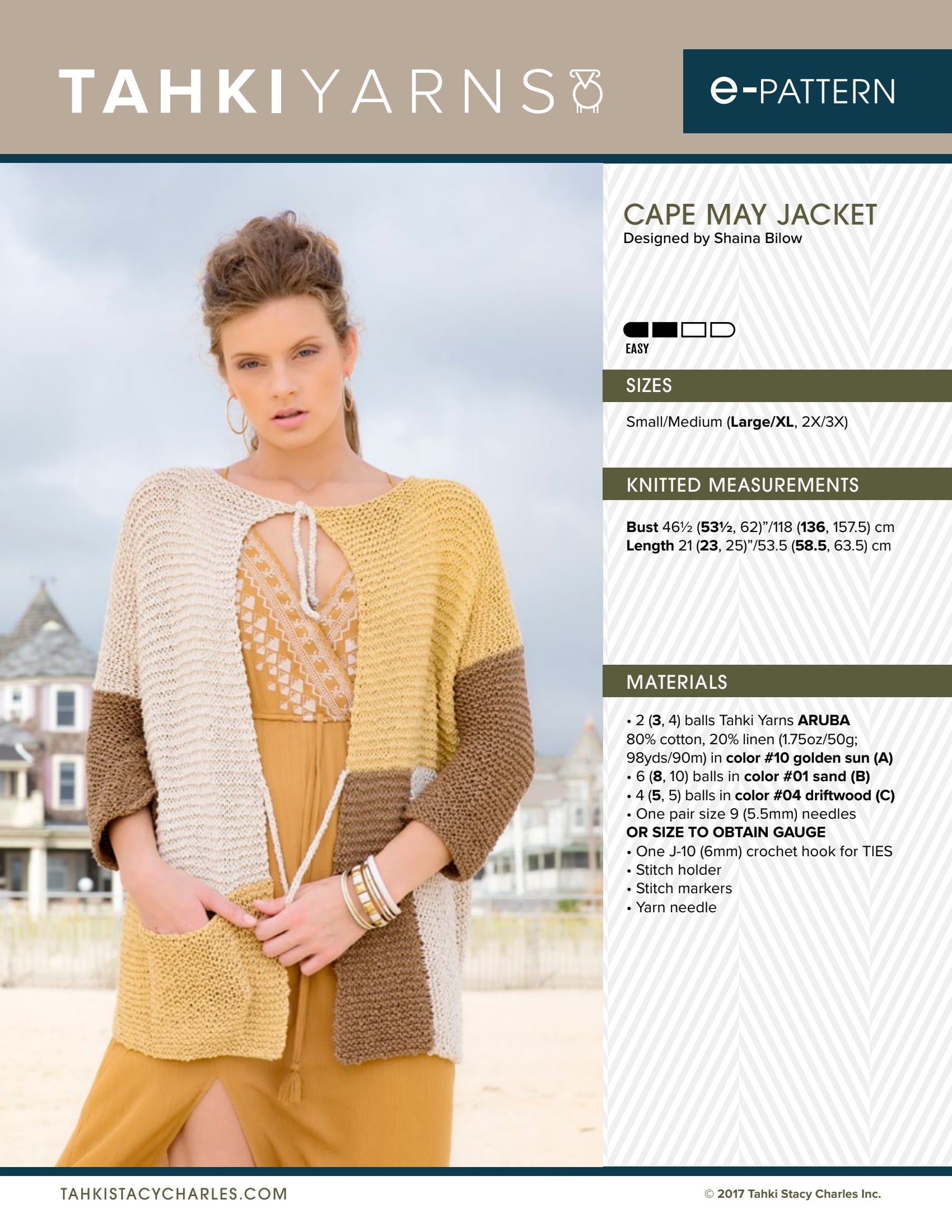 Tahki Yarns Cape May Jacket Knitting Pattern