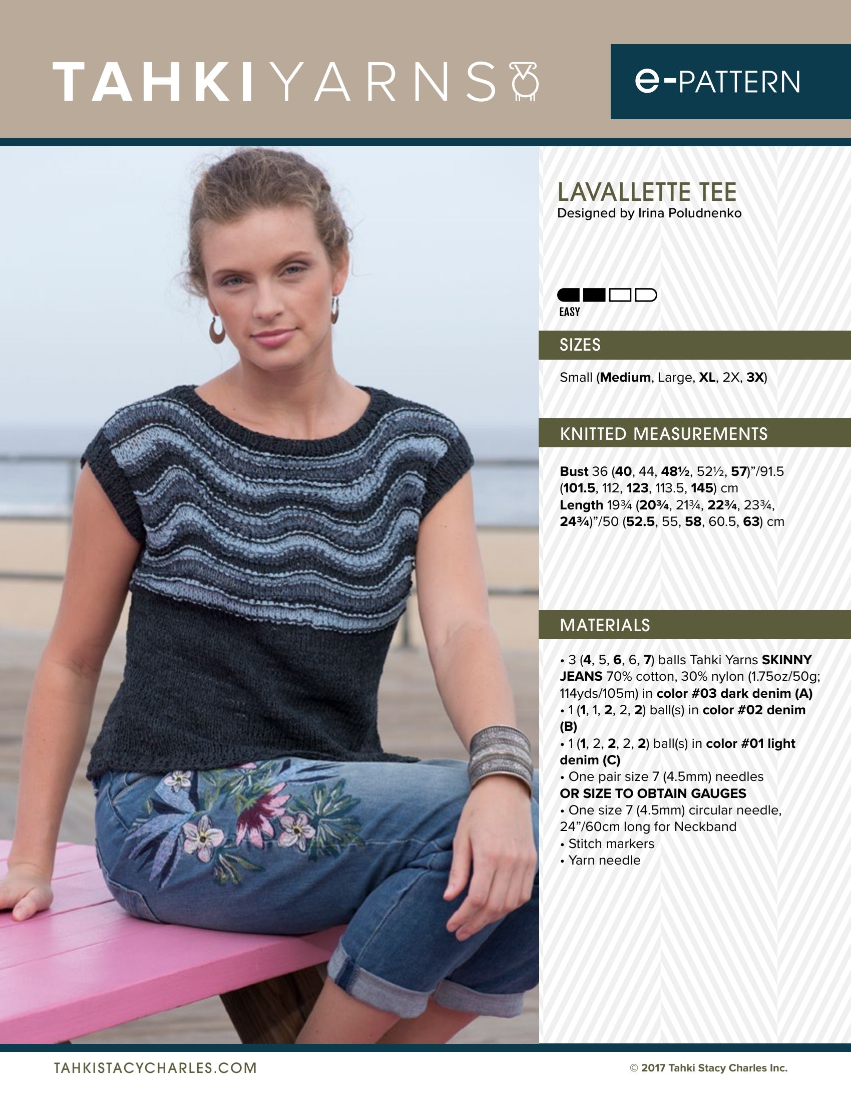 Tahki Yarns Lavallette Tee Knitting Pattern