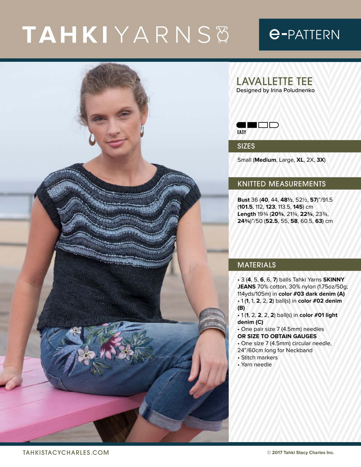 Tahki Yarns Lavallette Tee Knitting Pattern