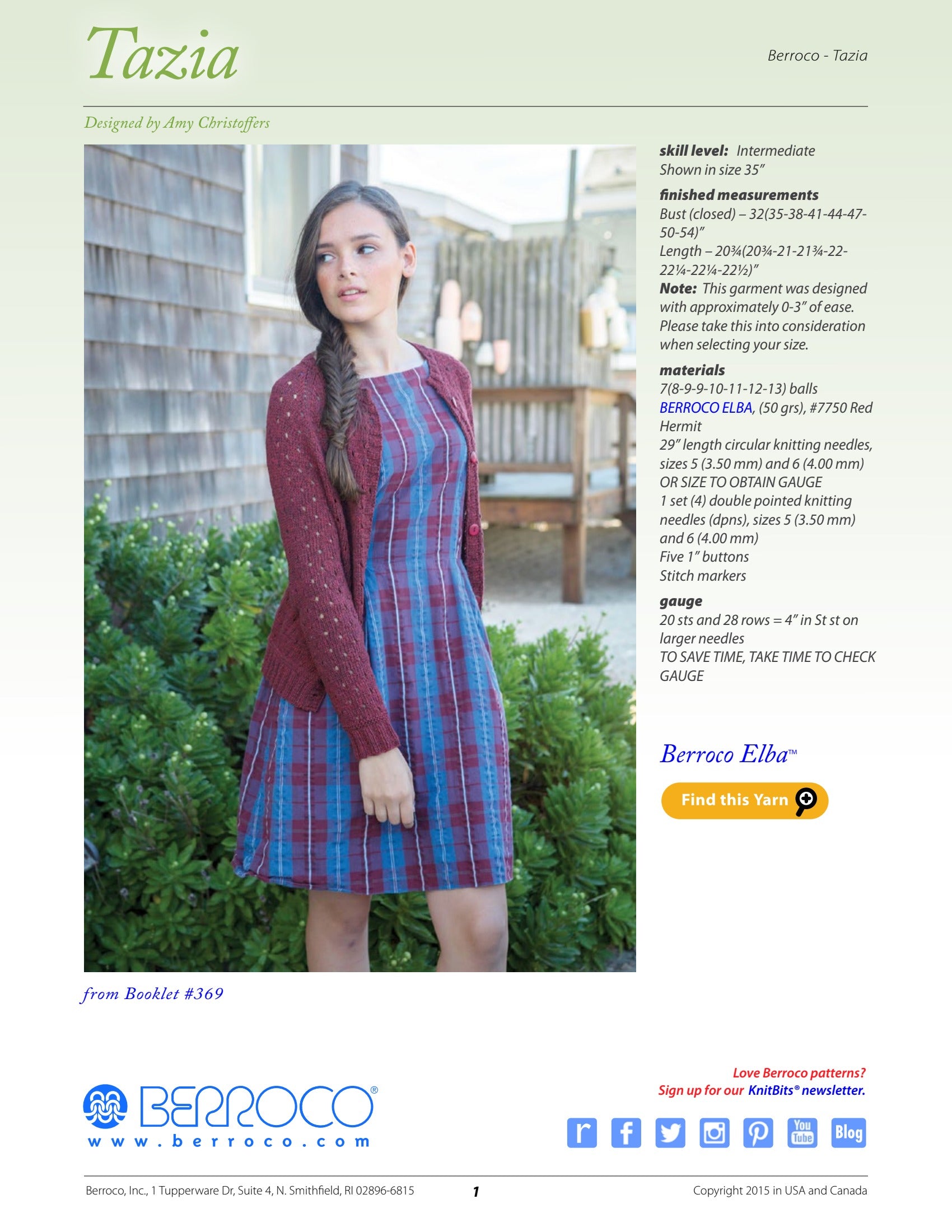 Berroco Tazia Cardigan Knitting Pattern