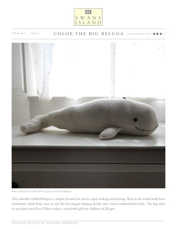 Swans Island Chloe the Big Beluga Toy Knitting Pattern