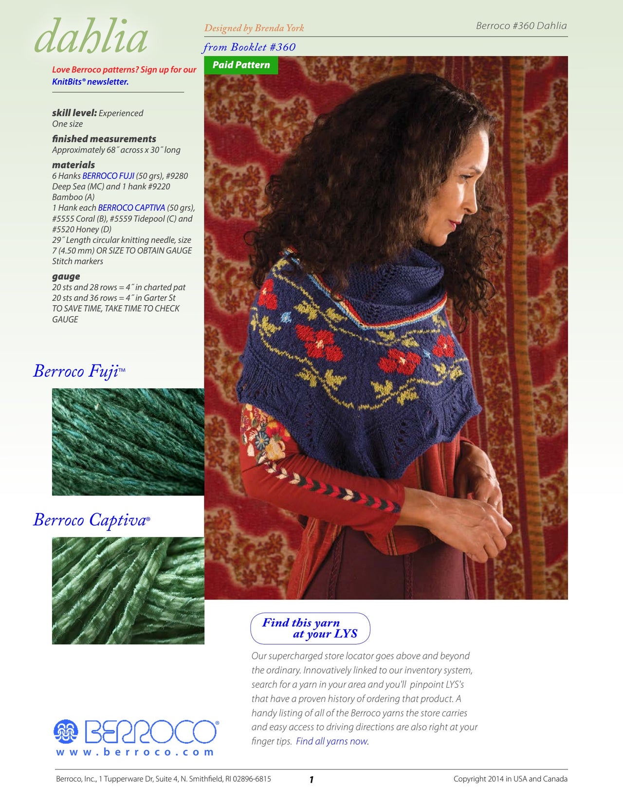 Berroco Dahlia Wrap Knitting Pattern