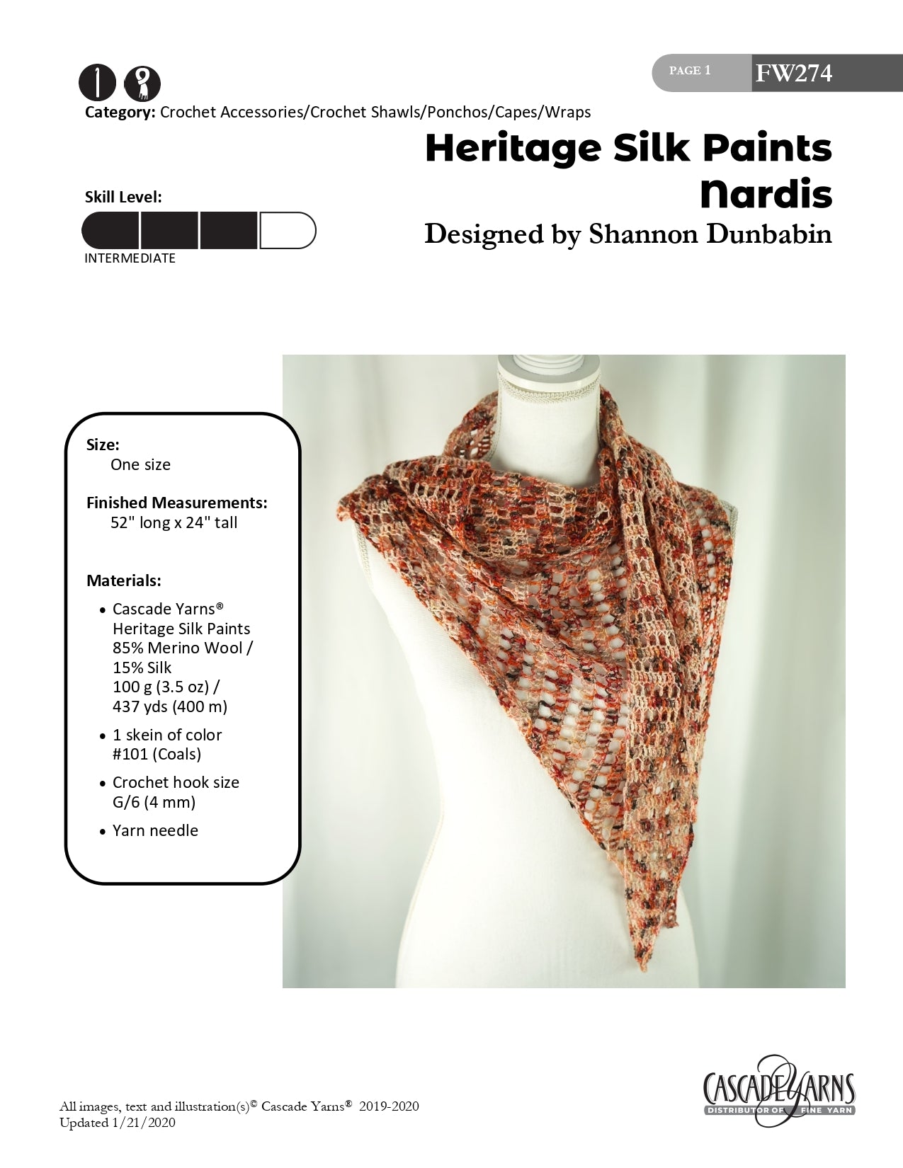 Cascade Yarns FW Nardis Shawl Crochet Pattern