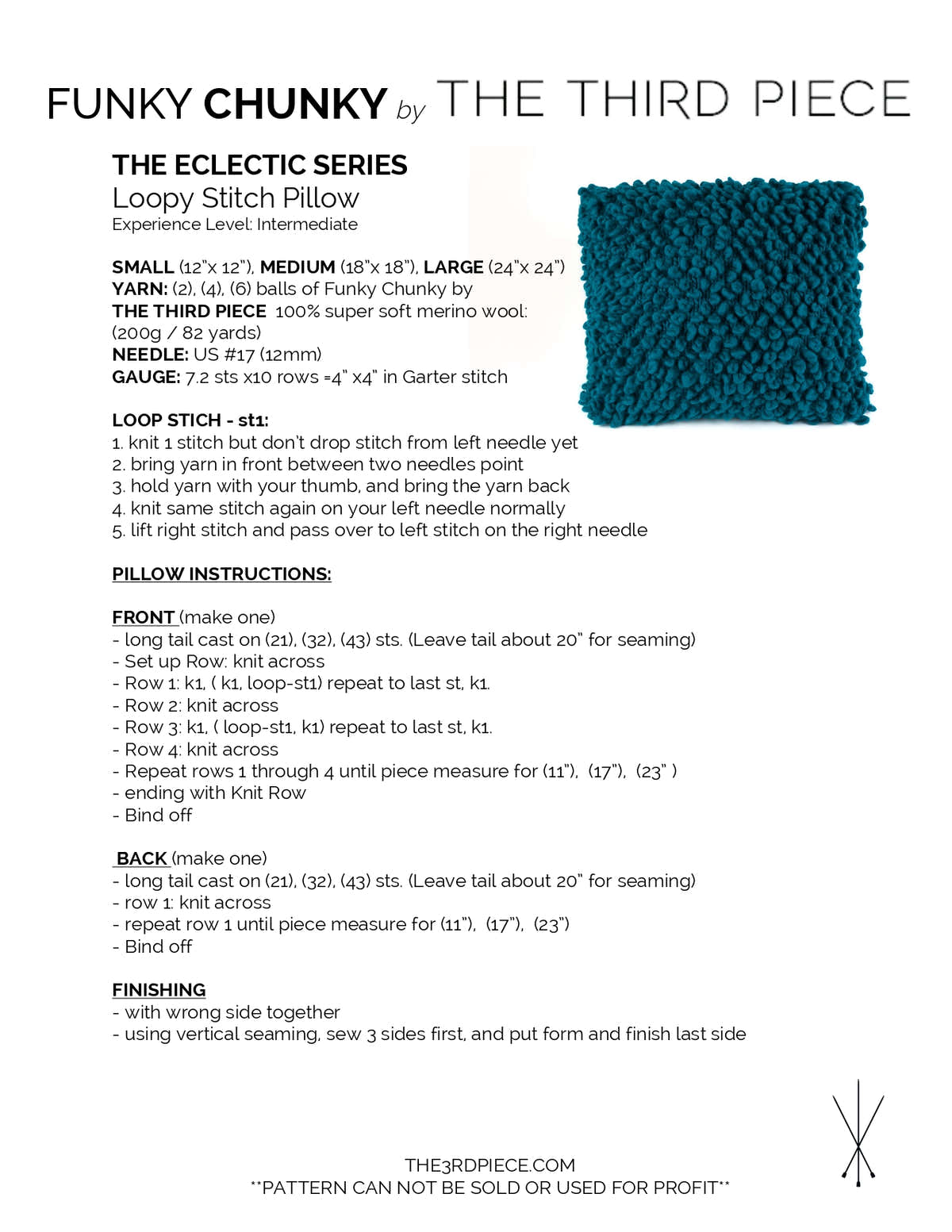 Third Piece The Loopy Pillow Homeware Knitting Pattern