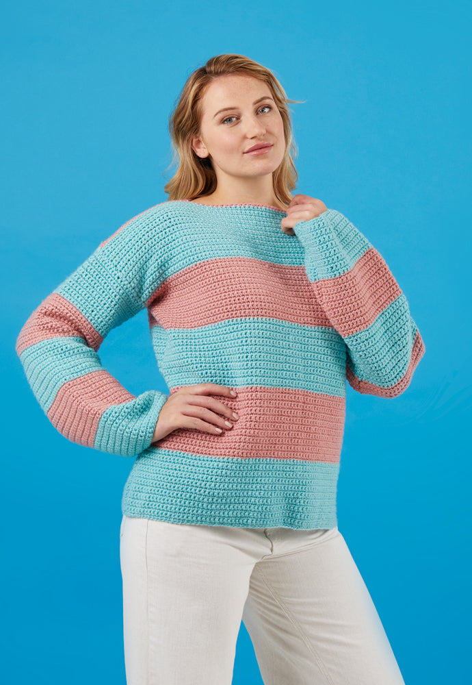 Paintbox Yarns Show Stripes Sweater Crochet Pattern