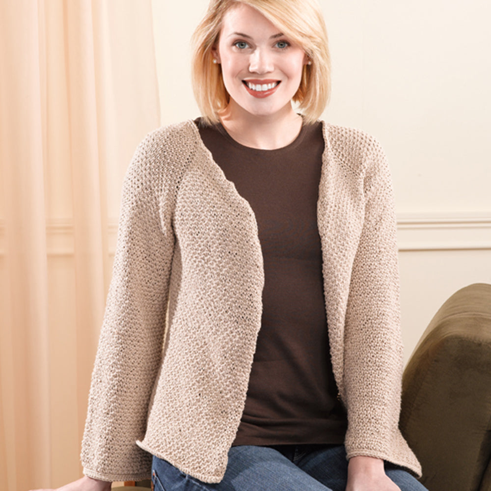 Valley Yarns Sand Pebbles Top-Down Cardigan Knitting Pattern