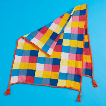 Paintbox Yarns Check Me Out Bed Throw Knitting Pattern