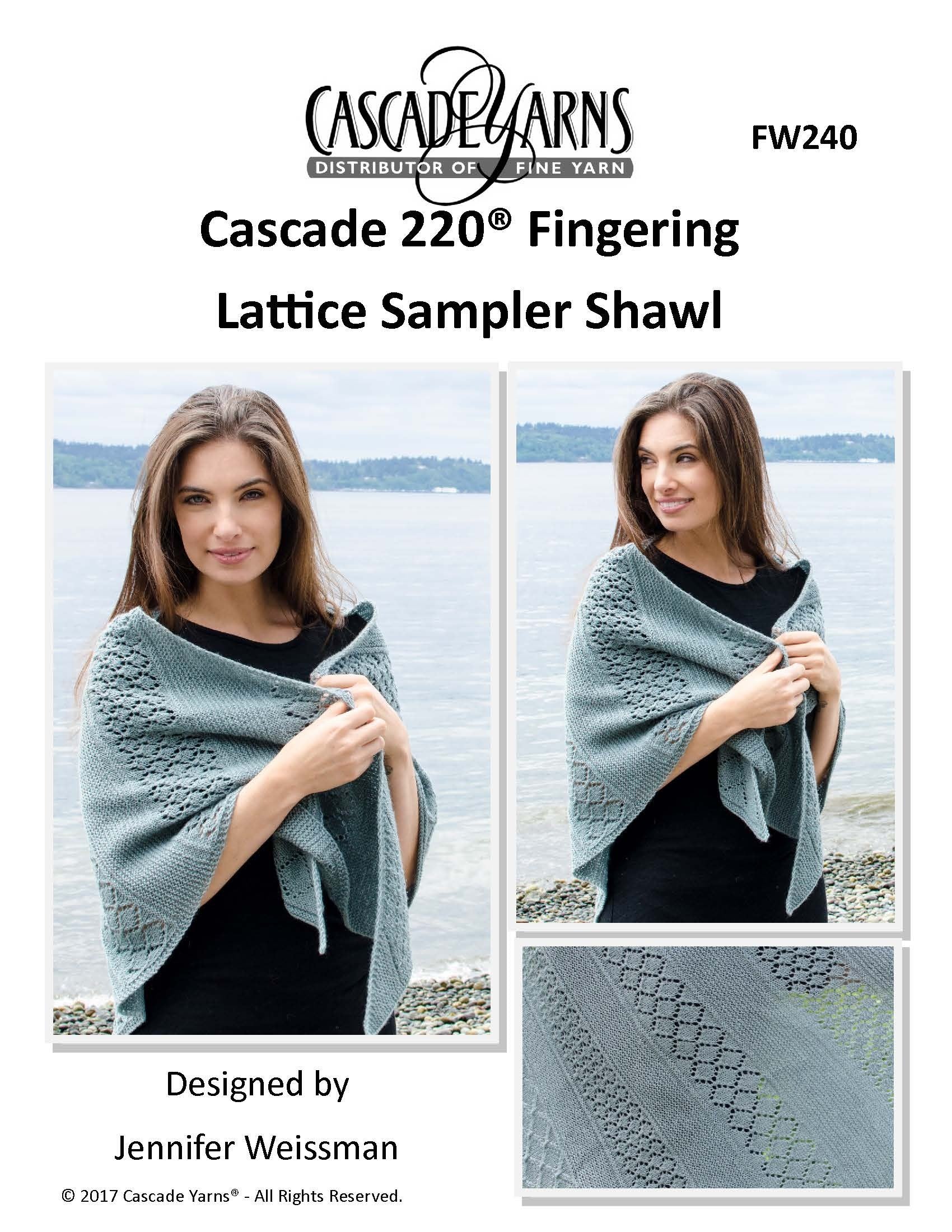 Cascade Yarns FW Lattice Sampler Shawl Wrap Knitting Pattern