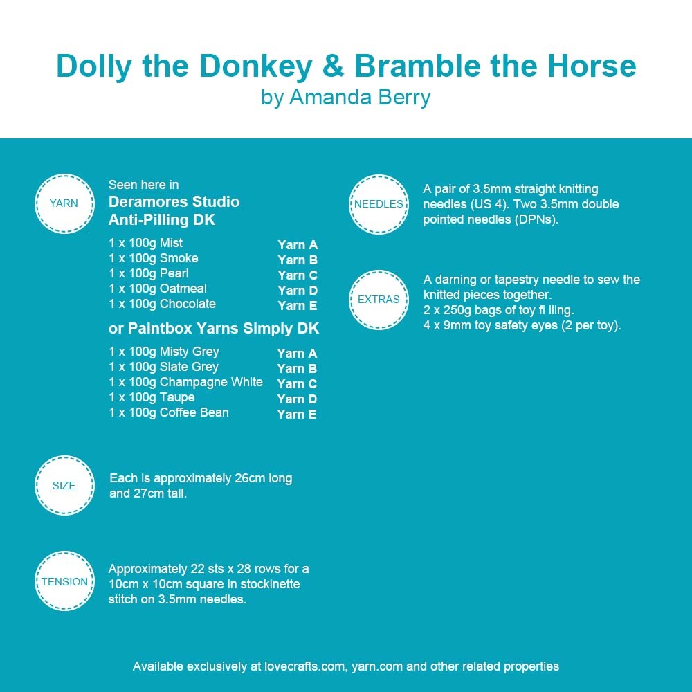 Deramores Dolly the Donkey and Bramble the Horse Knitting