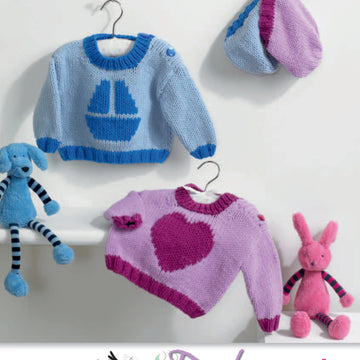 Euro Lily and George Sweaters with Matching Hats Knitting